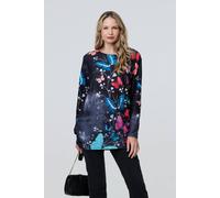 Izabel London Butterfly Print Diamante Detail Tunic In Blue Blue 8-10