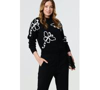 Butterfly Print Embellished Jumper Izabel London Black 14