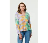 Izabel London Butterfly Print Long Sleeve Relaxed Top - 14 - Purple