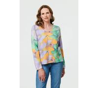 Izabel London Butterfly Print Long Sleeve Relaxed Top In Purple Purple 14