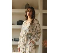 Butterfly Print Long Sleeve Shirt Izabel London Beige M