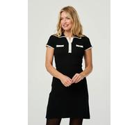 Izabel London Women's Button Front Collared Knit Dress in Black | Size: 16 Izabel London Black 16
