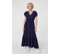 Izabel London Button Front Maxi Dress with Pockets - Khaki - 8
