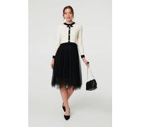 Izabel London Button Front Mesh Textured Jumper Dress Multi 10