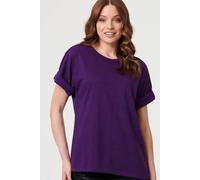 Izabel London Women's Button Trim Short Sleeve Relaxed Top in Purple | Size: 12 Izabel London Purple 12