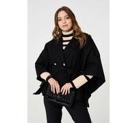 Izabel London Cape Coat With Belt - Black - 10