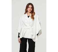Izabel London Cape Coat With Belt - White - S/M