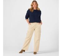 Izabel London Cargo Wide Leg Denim Trousers IVORY SIZE 10