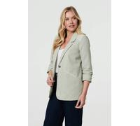 Izabel London Checked 3/4 Sleeve Button Front Blazer - Green - 10