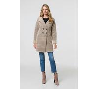 Izabel London Checked Button Front Thigh Length Trench Coat - Beige - S