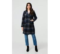 Izabel London Checked Double Breasted Blazer Jacket In Blue Blue 16