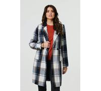Izabel London Women's Checked Double Breasted Trench Coat in Blue | Size: 10 Izabel London Blue 10