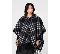 Izabel London Checked Fringed Oversized Poncho Multi One Size