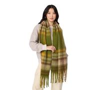 Izabel London Checked Print Fringed Oversized Scarf For Women UK with a large rectangular shape and fringed hem.