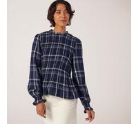 Izabel London Checked Shirred Top IVORY SIZE 10