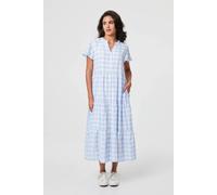 Izabel London Women's Checked Short Sleeve Tiered Maxi Dress in Blue | Size: 10 Izabel London Blue 10