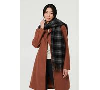 Izabel London Checked Tassel Fringed Scarf - Black - One