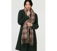 Izabel London Women's Checked Tassel Fringed Scarf in Brown Izabel London Brown One Size