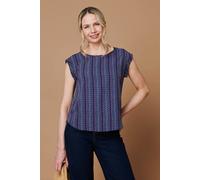 Izabel London Chevron Print Cap Sleeve Top - 10 - Blue