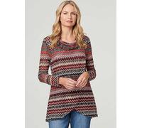 Izabel London Chevron Print Cowl Neck Top Red Multi