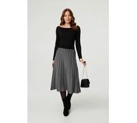 Izabel London Women's Chevron Print High Waist Knit Midi Skirt | Size: 12 Izabel London Multicolor 12