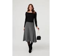 Izabel London Chevron Print High Waist Knit Midi Skirt Multi