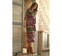 Izabel London Chevron Print Tie Waist Midi Shirt Dress - 18 - Purple