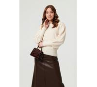 Izabel London Women's Chevron Texture Balloon Sleeve Jumper in Beige | Size: Medium Izabel London Beige M