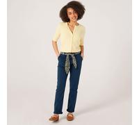 Izabel London Chinos with Floral Belt CHOCOLATE SIZE 10