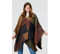 Colour Block 3/4 Sleeve Relaxed Poncho Izabel London Brown S/M