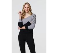 Izabel London Colour Block High Neck Slim Jumper - Grey - 14