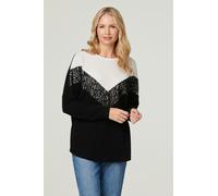 Colour Block Lace Sweater Izabel London Black 10