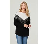 Colour Block Lace Sweater Izabel London Black 8