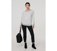 Izabel London Colour Block Long Sleeve Curve Hem Jumper In Grey Grey