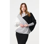 Izabel London Women's Colour Block Oversized Batwing Jumper in Grey | Size: 16-18 Izabel London Grey 16-18
