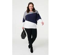 Colour Block Relaxed Knit Sweater Izabel London Blue 18