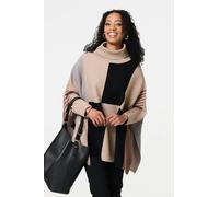 Izabel London Women's Colour Block Roll Neck Knitted Poncho in Beige Izabel London Beige One Size