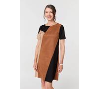 Izabel London Colour Block Short Sleeve Midi Dress In Brown Brown