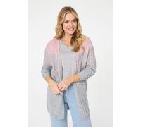 Izabel London Colour Block Textured Longline Cardigan - 14 - Grey