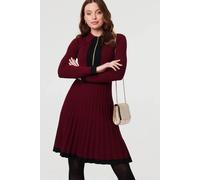 Izabel London Colour Block Zip Knit Knee Length Dress In Red Red