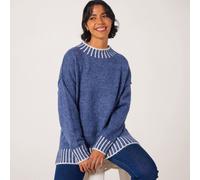 Izabel London Contrast Stitch Split Hem Jumper AUBERGINE SIZE 10