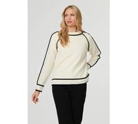 Izabel London Contrast Trim Long Sleeve Jumper In Cream Cream 12
