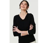 Izabel London Contrast Trim V-Neck Knit Top In Black Black 12