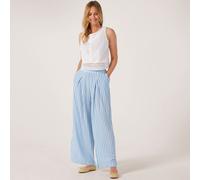 Izabel London Cotton Blend Stripe Trouser LIGHT BLUE SIZE 10