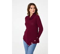 Izabel London Cowl Neck Asymmetric Long Sleeve Top In Red
