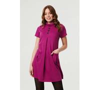 Izabel London Cowl Neck Button Front Short Shift Dress - 8 - Purple