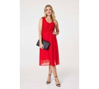 Izabel London Crochet Detail Sleeveless Midi Dress In Red Red 18