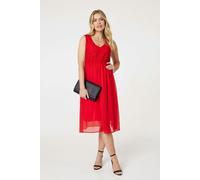 Izabel London Crochet Detail Sleeveless Midi Dress - Red - 8