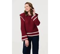 Izabel London Crochet Knit Frilled Hem Jumper In Red Red 16