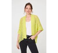 Izabel London Crochet Knit Texture Waterfall Cardigan In Green Green One Size